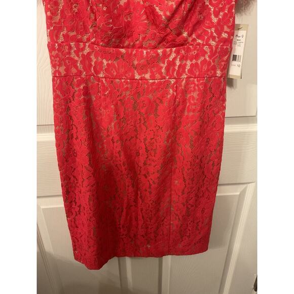 NWT Eliza J Coral Lace Cap Sleeve Surplice Neck Sheath Dress, sz 10 - Picture 5 of 8